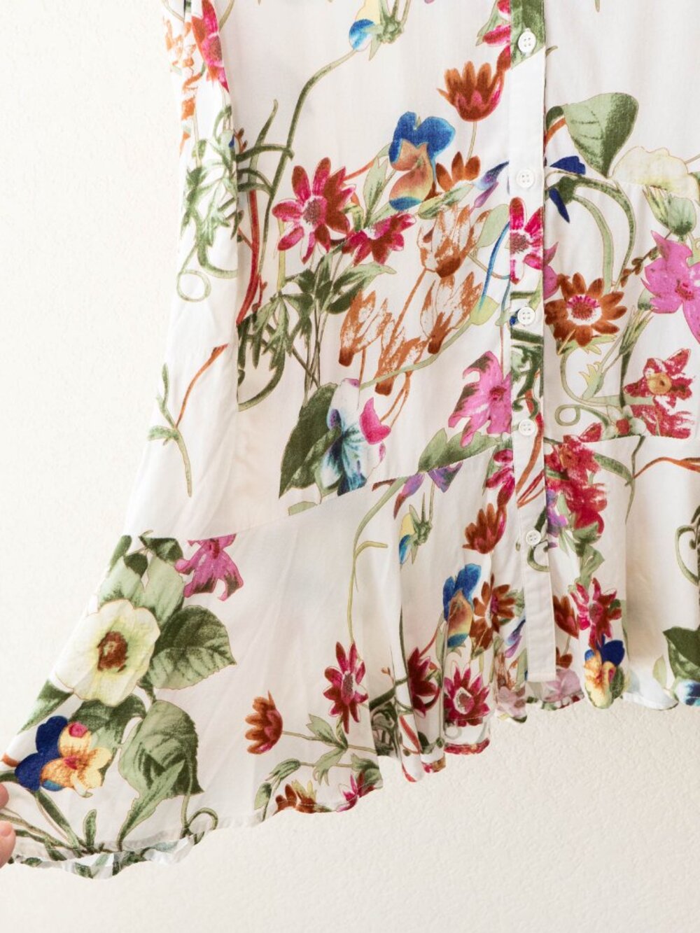 Grace Elements Floral Tunic Womens Medium Tiered Ruffle Hem Boho Rayon Blouse - Picture 8 of 14